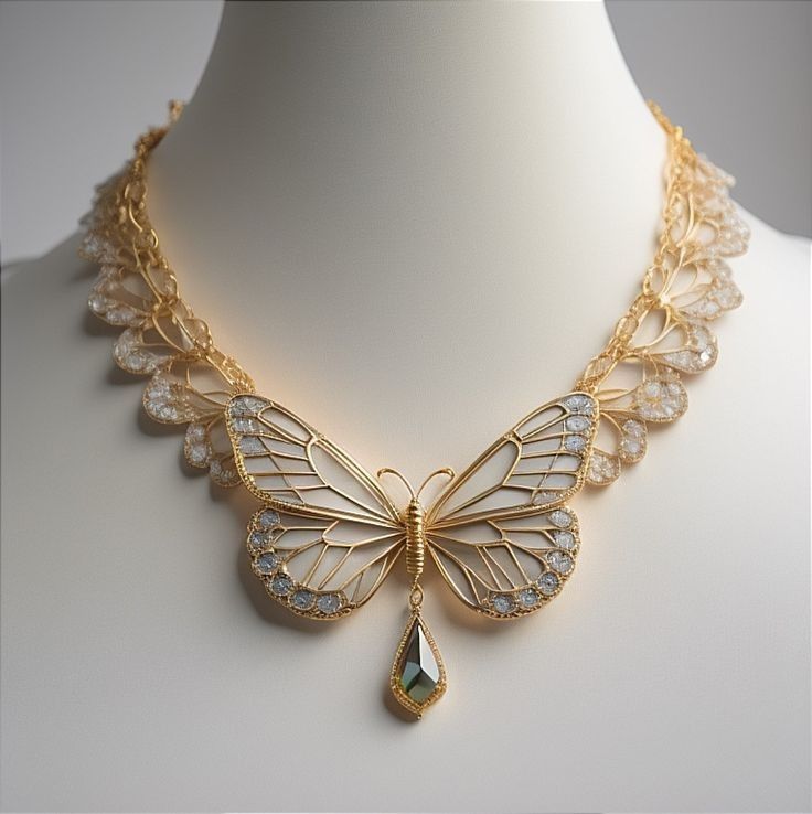 Butterfly Uncut Diamond Necklace